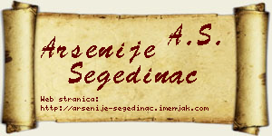 Arsenije Segedinac vizit kartica